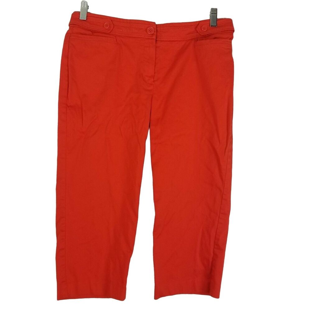 New Directions Womens Capri Cropped Pants Size 12p Petite Orange Red Pockets
